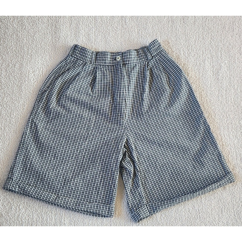 Vintage Belle Pointe Womens Black Plaid High Rise Shorts Size 8 Made In USA